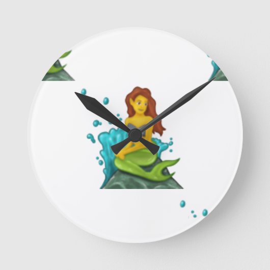 Emoji mermaid runde wanduhr (Vorderseite)