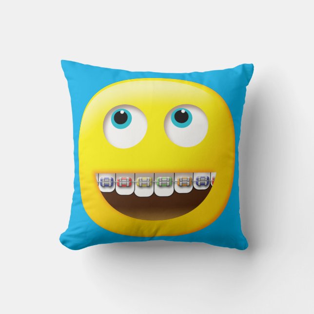 Emoji mit Braces Pillow Kissen (Vorderseite)