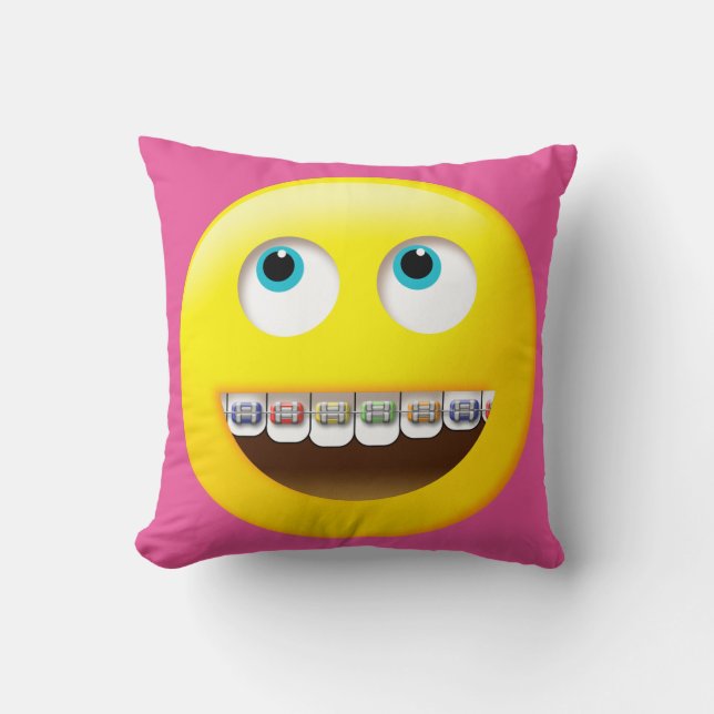 Emoji mit Braces Pillow Kissen (Vorderseite)