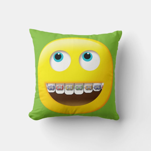 Emoji mit Braces Pillow Kissen (Vorderseite)