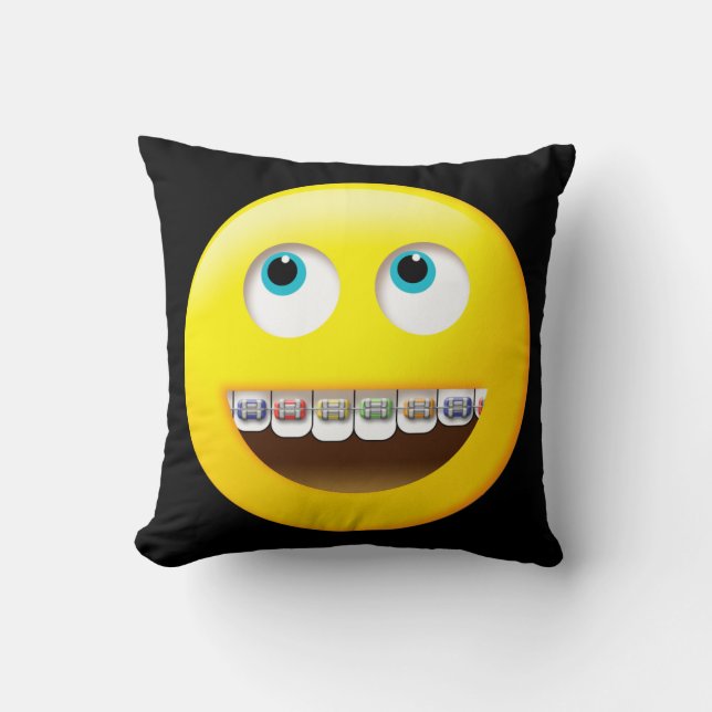 Emoji mit Braces Pillow Kissen (Vorderseite)