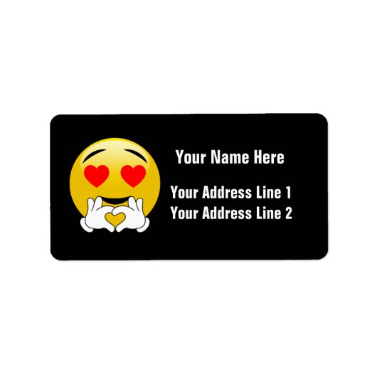 Emoji mit Herz Augen und Händen Adressaufkleber (Vorne)