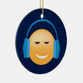 Emoji mit Kopfhörern Keramikornament (Rechts)