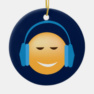 Emoji mit Kopfhörern Keramikornament