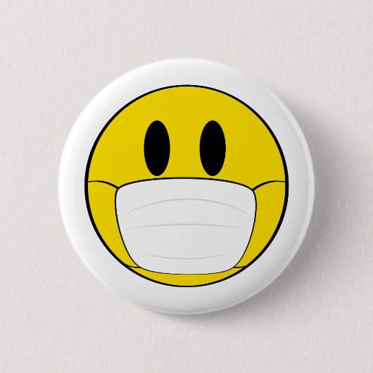 Emoji mit Maske Illustriert Button (Vorderseite)