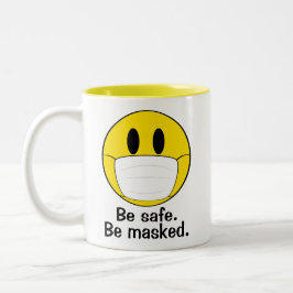 Emoji mit Maske Illustriert Zweifarbige Tasse
