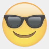 Emoji mit Sonnenbrille Runder Aufkleber (Vorderseite)