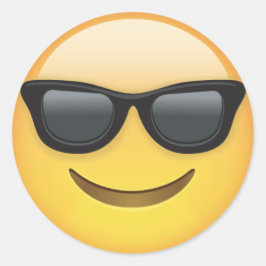 Emoji mit Sonnenbrille Runder Aufkleber