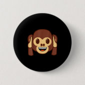 Emoji Monkey Holding Ears Yellow Smile Face  Button (Vorderseite)