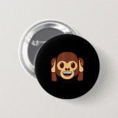 Emoji Monkey Holding Ears Yellow Smile Face Button (Vorne & Hinten)