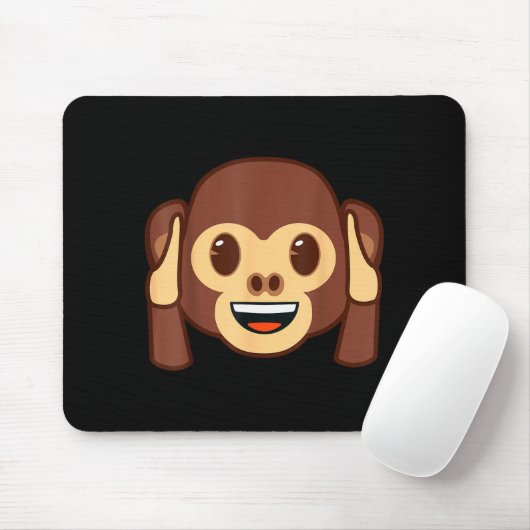 Emoji Monkey Holding Ears Yellow Smile Face Mousepad (Mit Mouse)
