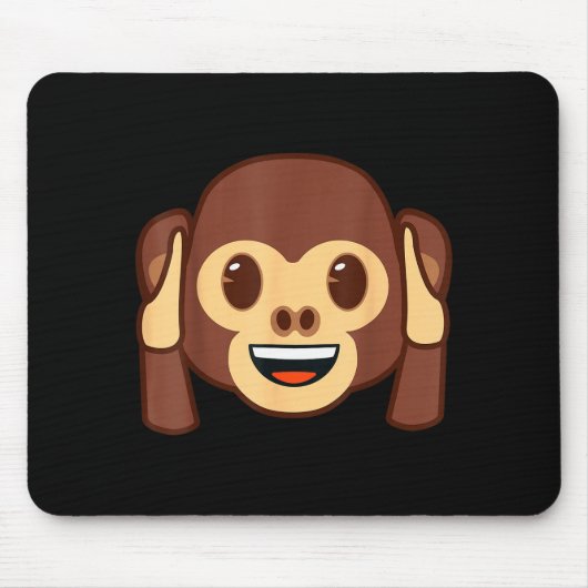 Emoji Monkey Holding Ears Yellow Smile Face Mousepad (Vorne)