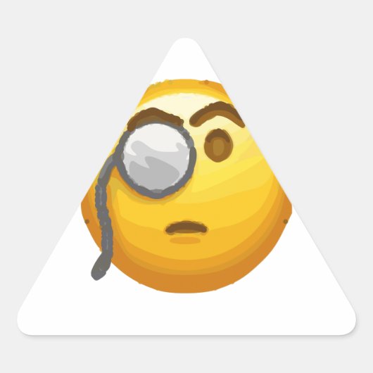 Emoji-Monokel Dreieckiger Aufkleber (Vorderseite)