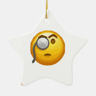 Emoji-Monokel Keramik Ornament