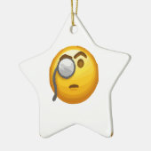Emoji-Monokel Keramik Ornament (Links)