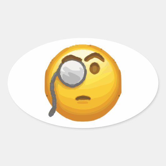 Emoji-Monokel Ovaler Aufkleber (Vorderseite)