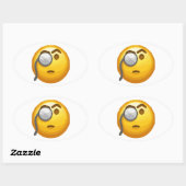 Emoji-Monokel Ovaler Aufkleber (Blatt)