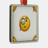 Emoji-Monokel Silbernes Ornament (Rechts)