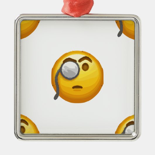 Emoji-Monokel Silbernes Ornament (Vorne)