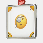 Emoji-Monokel Silbernes Ornament (Links)