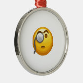 Emoji-Monokel Silbernes Ornament (Rechts)