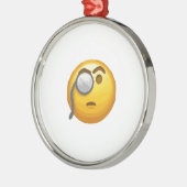 Emoji-Monokel Silbernes Ornament (Links)