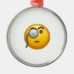 Emoji-Monokel Silbernes Ornament
