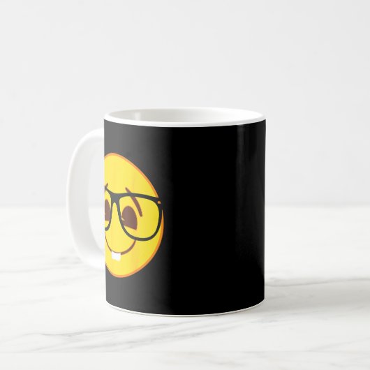 Emoji Nerd Brille Gelbes Smiley-Gesicht Kaffeetasse (Vorderseite Links)