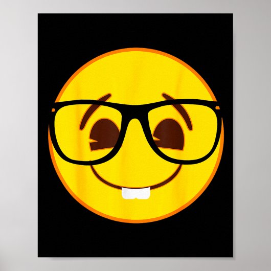 Emoji Nerd Brillengläser Gelbes Smiley-Gesicht  Poster (Vorne)