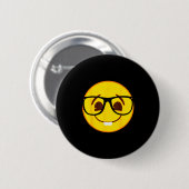 Emoji Nerd Gles Yellow Smile Face Button (Vorne & Hinten)