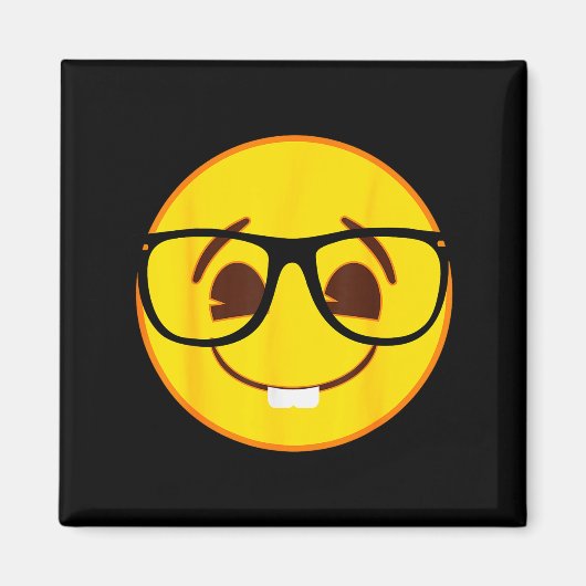 Emoji Nerd Gles Yellow Smile Face Magnet (Vorne)
