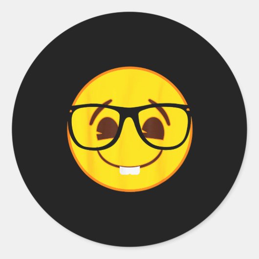 Emoji Nerd Gles Yellow Smile Face Runder Aufkleber (Vorderseite)