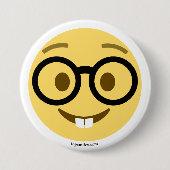 Emoji Nerd mit Brille und Hasenzähnen Button (Vorderseite)