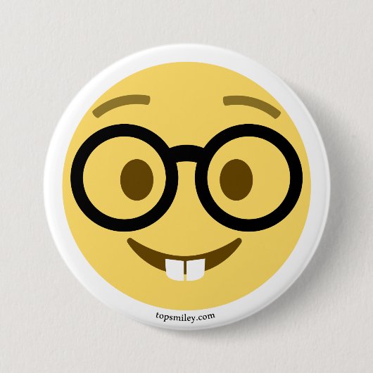 Emoji Nerd mit Brille und Hasenzähnen Button (Vorderseite)