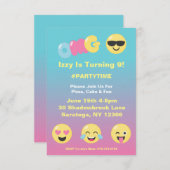 Emoji Ombre Girly Birthday Einladung (Vorne/Hinten)