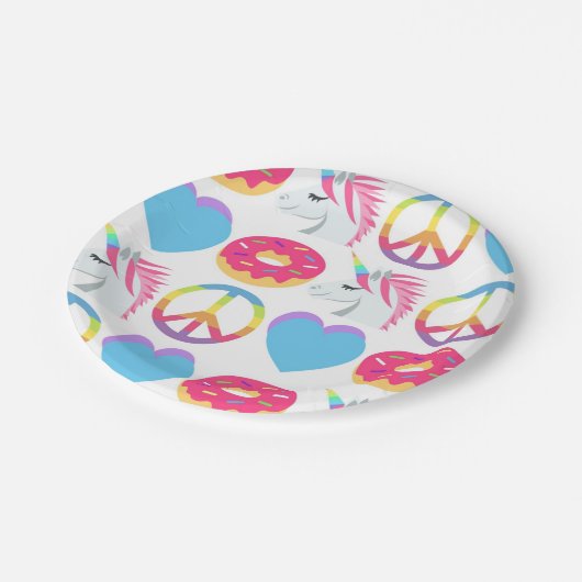 Emoji PapierTeller - Frieden, Liebe, Unicorn, (Schrägansicht)