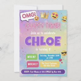 Emoji-Party-Geburtstagseinladung Neon-Kinder-Thema Einladung