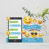 Emoji Party Geburtstagseinladungen Blue Boys Einladung (Stehend Vorderseite)