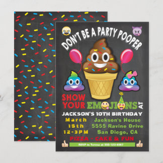Emoji Party Icecream Pooper Einladung zum Geburtst
