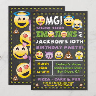Emoji Party OMG Birthay Einladung