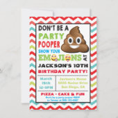 Emoji Party Pooper Birthay Einladung (Vorderseite)
