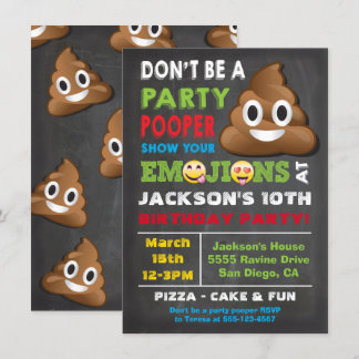 Emoji Party Pooper Boys Geburtstagsfeier Einladung