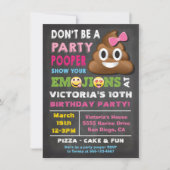 Emoji Party Pooper Girl Birthay Einladung (Vorderseite)