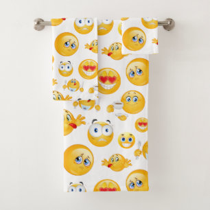 Emoji Pattern Badhandtuch Set
