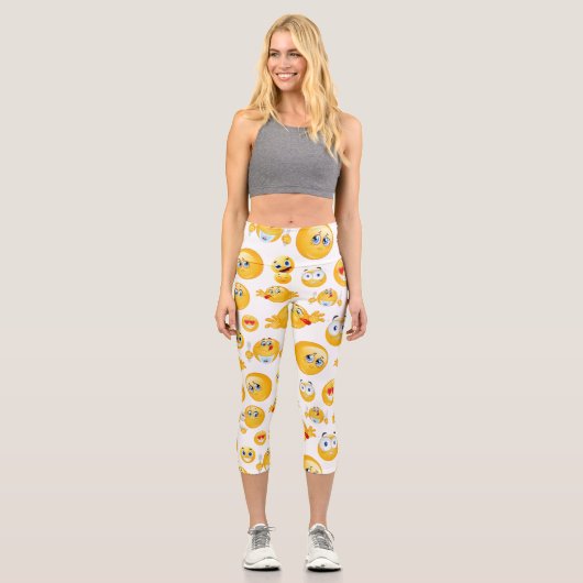 Emoji Pattern Capri Leggings (Vorderseite)