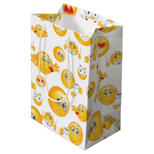 Emoji Pattern Mittlere Geschenktüte (Rückseite Schrägansicht)