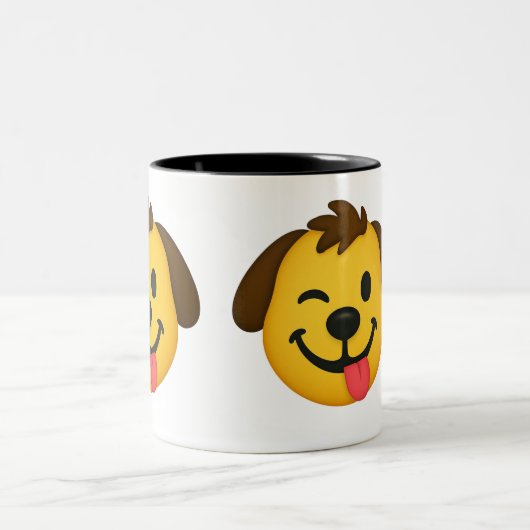 Emoji Perro Divertido – Estilo Kawaii para Amantes Zweifarbige Tasse (Mittel)