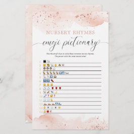 Emoji Pictionary Baby Dusche Wasserfarbe Rose