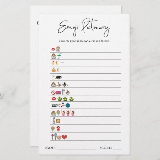 Emoji Pictionary | Brautparty Game (Vorne/Hinten)