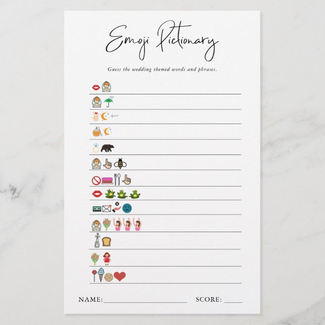 Emoji Pictionary | Brautparty-Spiel (Vorderseite)